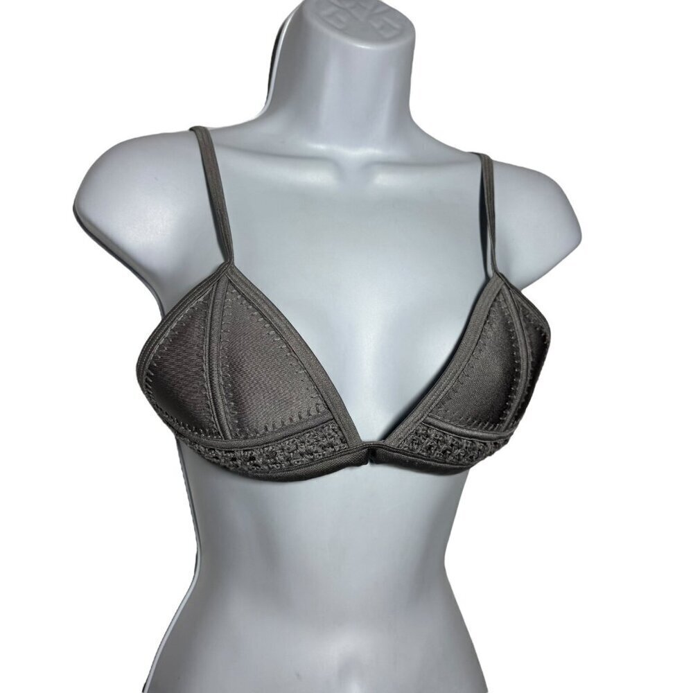 Triangl Gigi Crochet Neoprene Bikini top size Medium gray